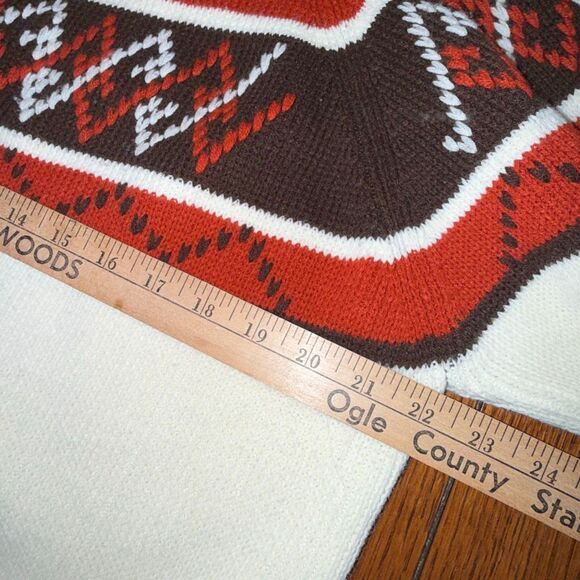 Vintage 70’s JCPenney Nordic Fair Isle Buttercream Men’s Ski Sweater Acrylic Siz - Picture 10 of 12